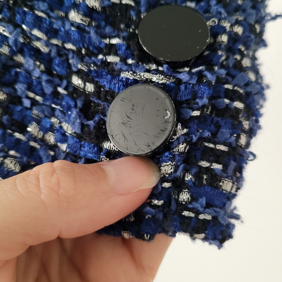 Kate Spade New York "Silver Lining" Tinsel Tweed Blazer Jacket Sz 0 Royal Blue - Picture 7 of 12